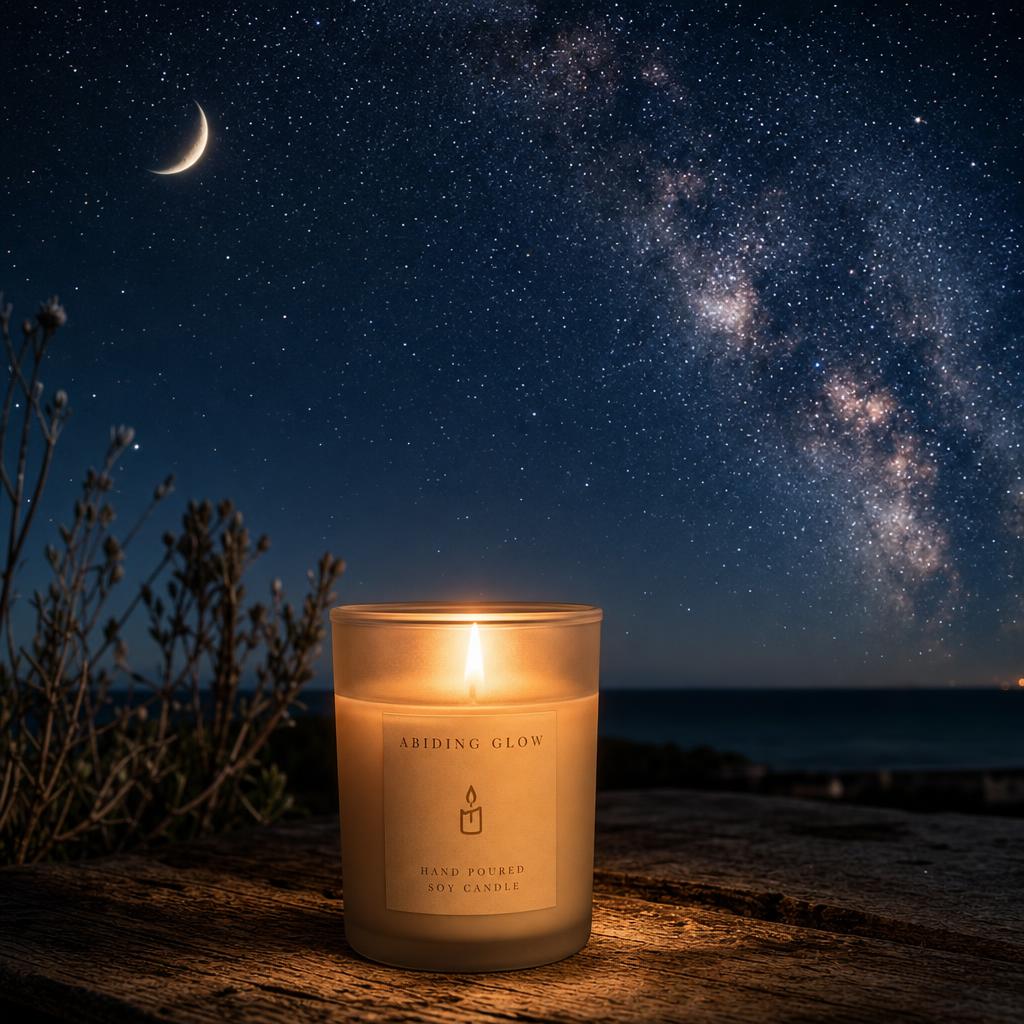 Pouring a hand-made soy candle in the Abiding Glow studio